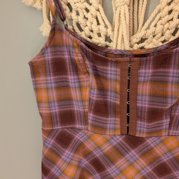 Urban Outfitters Keya Plaid Hook Eye Mini Dress Small 90s Grunge Y2k - Picture 3 of 5